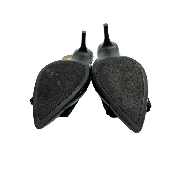 Adrienne Vittadini Shaniya black patent leather pointed toe sling back heels siz - Picture 7 of 16